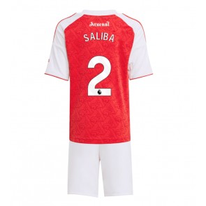 Arsenal William Saliba #2 Dětské Domácí dres komplet 2025-26 Krátký Rukáv (+ trenýrky)